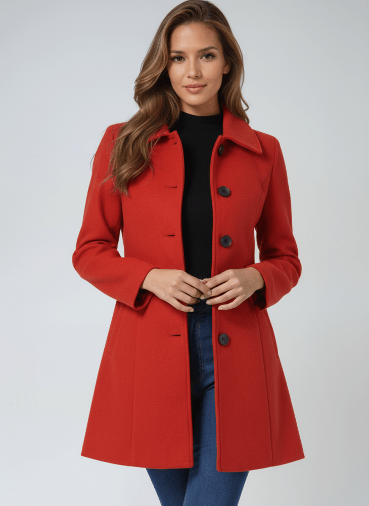 STEFANIA CLASSIC BUTTON-DOWN WINTER COAT