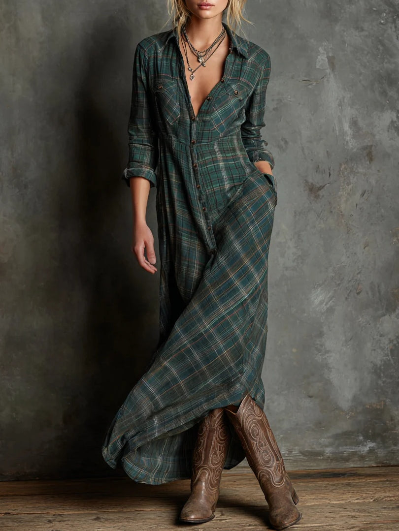 SORAYA PLAID MAXI DRESS