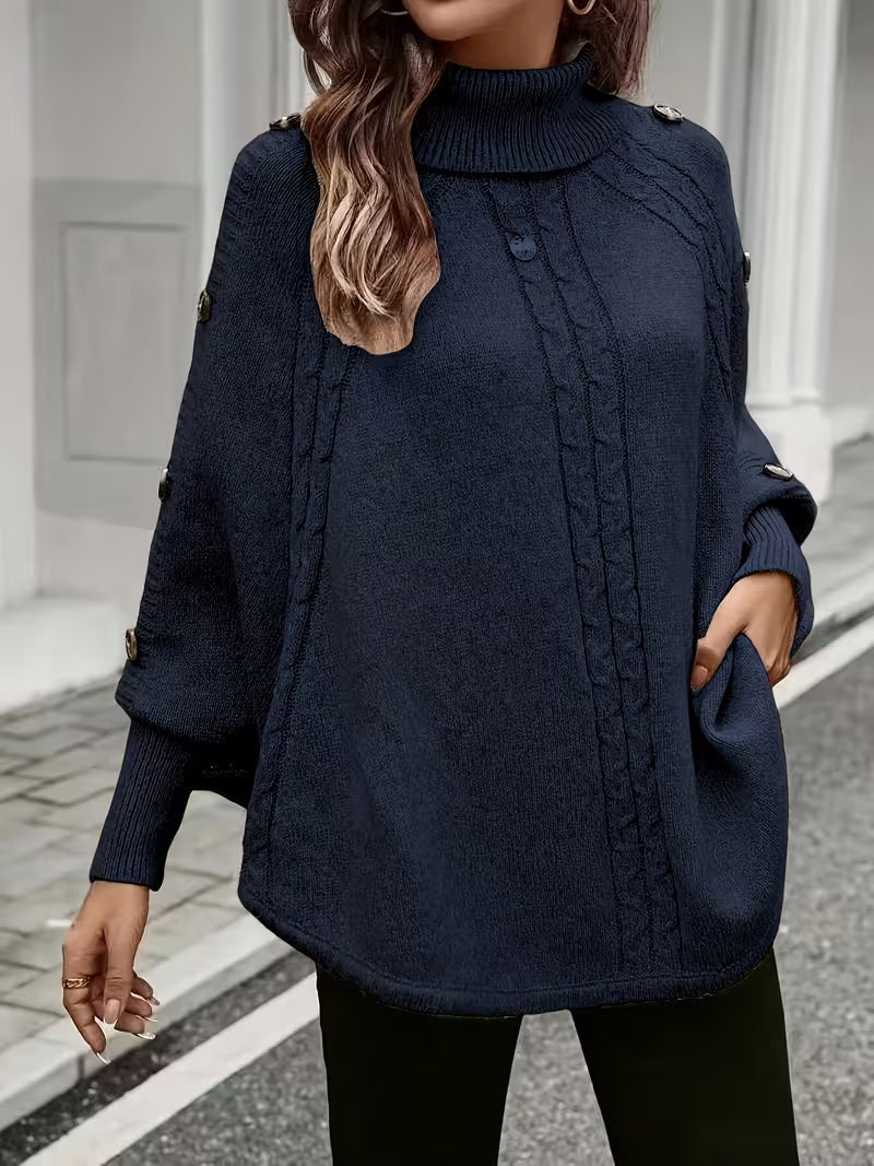 LOLANNA HIGH-NECK TWISTED FRONT SWEATER