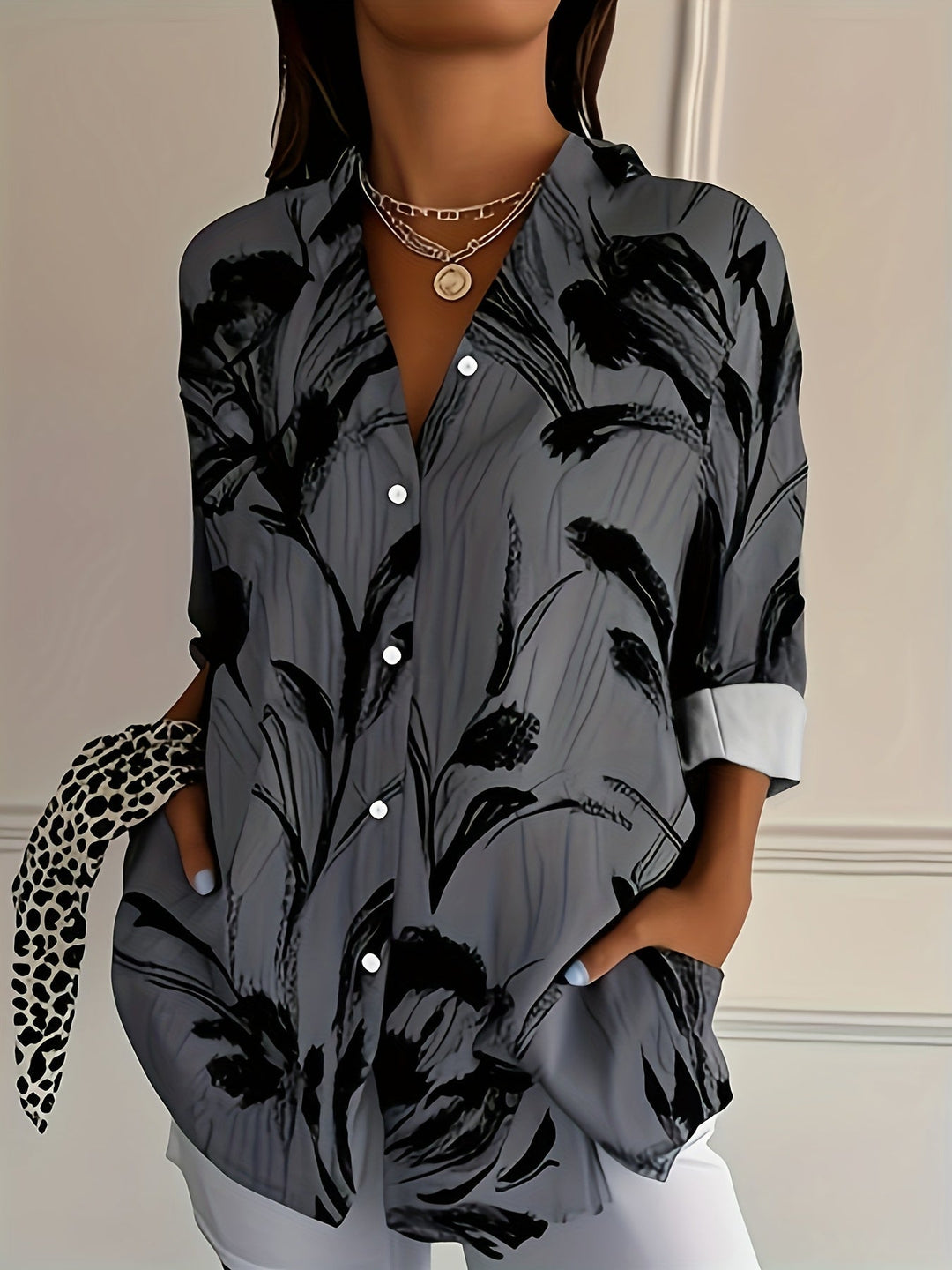 ULKA FLORAL PRINT LONG SLEEVE SHIRT