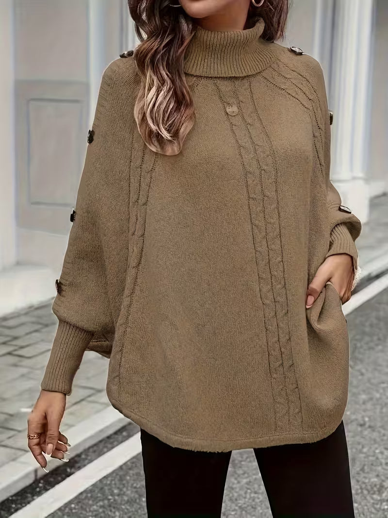 LOLANNA HIGH-NECK TWISTED FRONT SWEATER