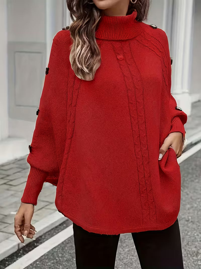 LOLANNA HIGH-NECK TWISTED FRONT SWEATER