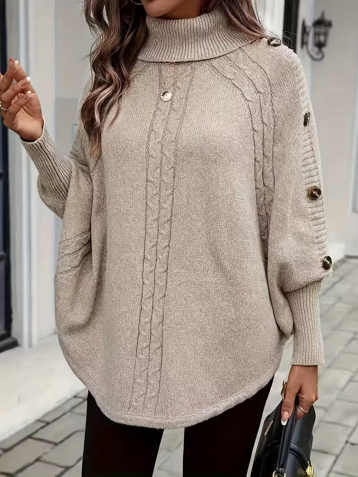 LOLANNA HIGH-NECK TWISTED FRONT SWEATER