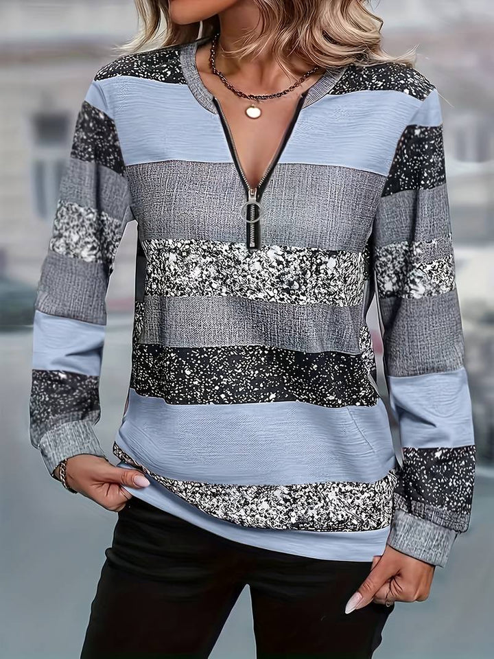 AVITAL CASUAL STRIPED ZIP SWEATSHIRT