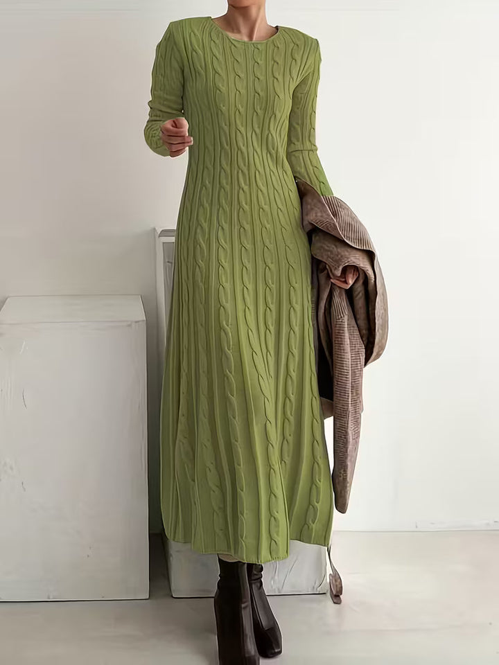 JEMINA ELEGANT LONG CABLE-KNIT DRESS