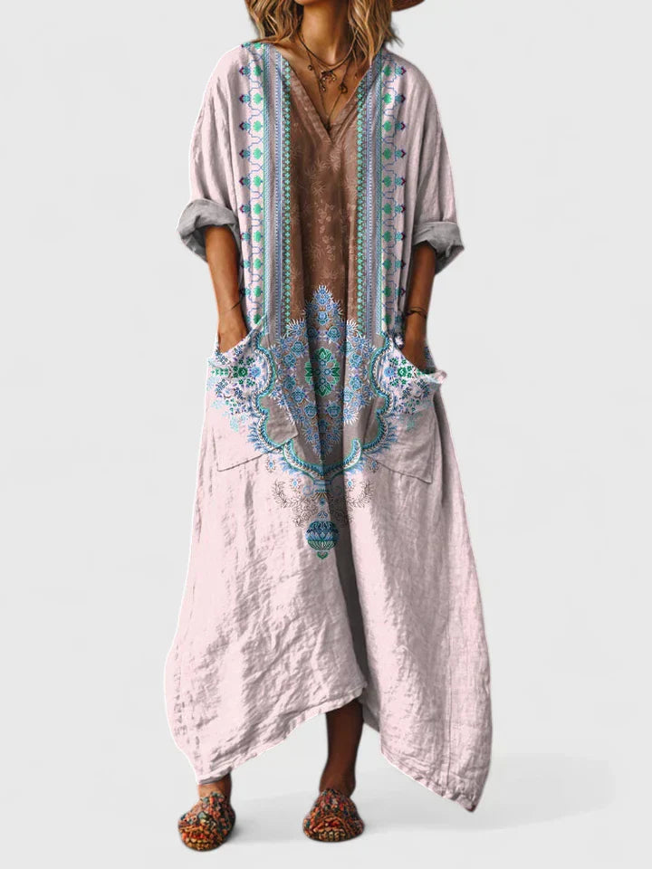 SOLENYA CASUAL LONG SLEEVE MAXI DRESS