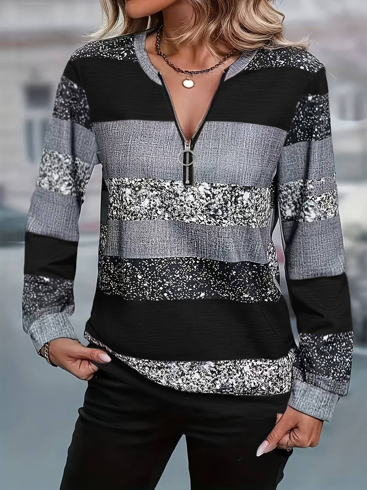 AVITAL CASUAL STRIPED ZIP SWEATSHIRT