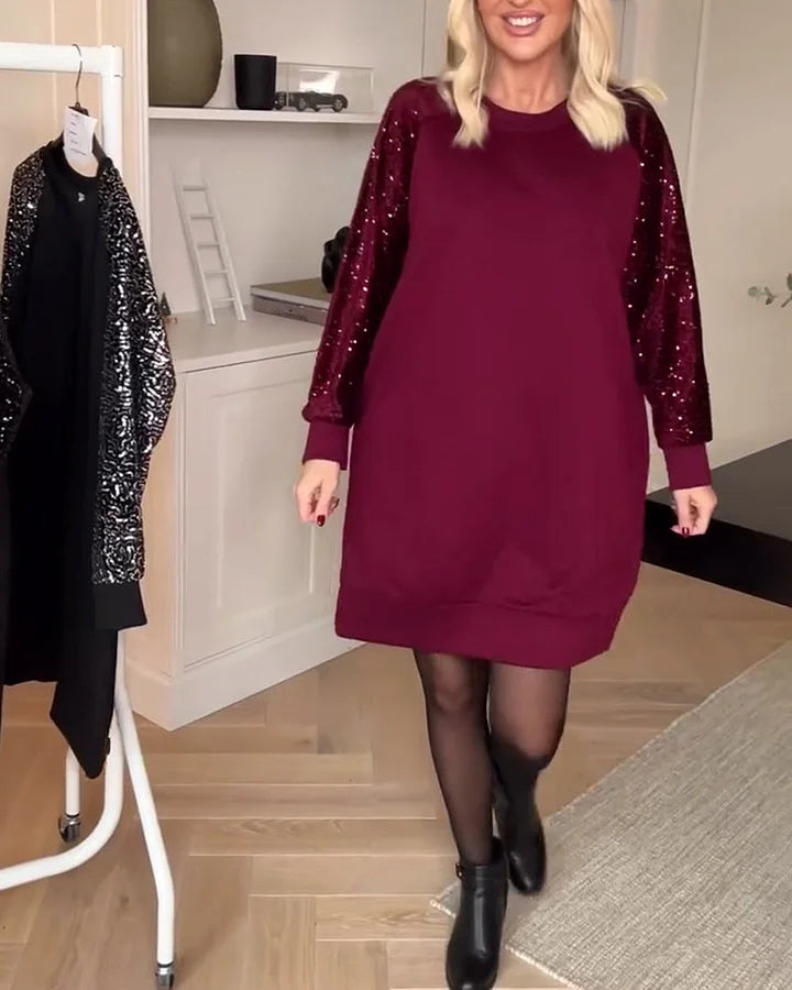 CUNNINGHAM SEQUIN SLEEVE DRESS