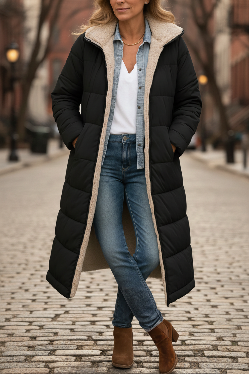 SELENE LONG HOODED QUILTED COAT