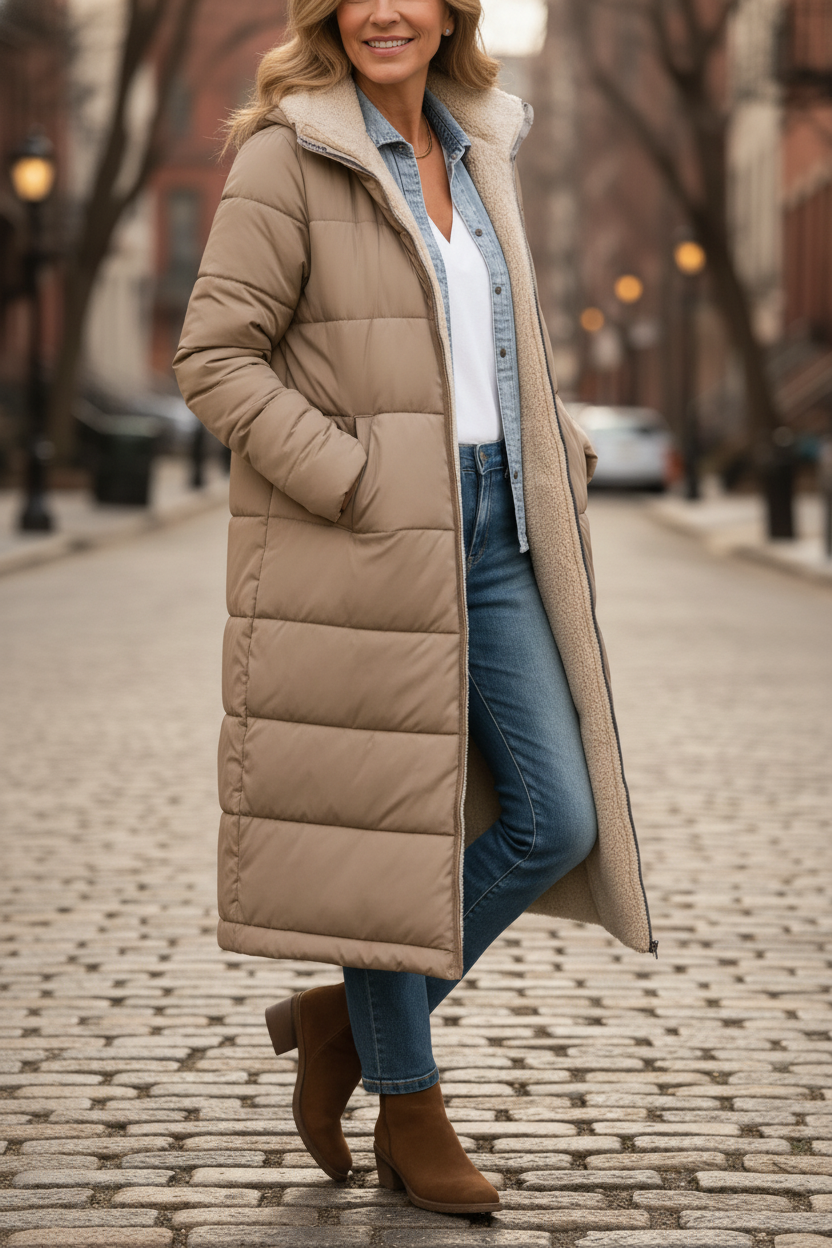 SELENE LONG HOODED QUILTED COAT