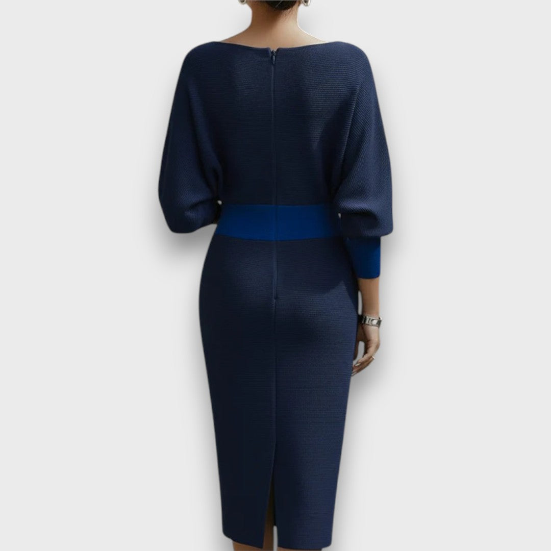 LUNARIA DRAPED BATWING MIDI DRESS