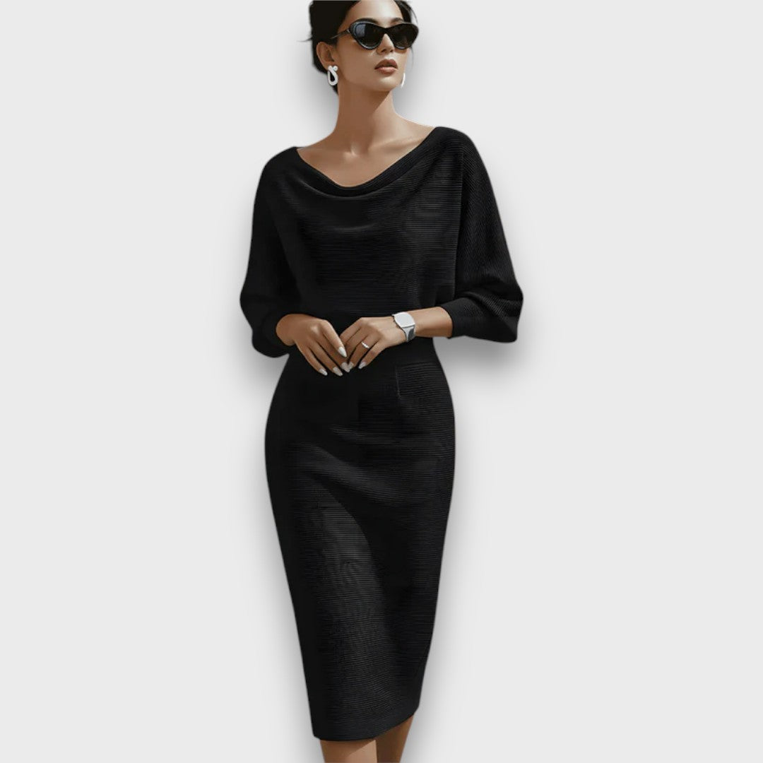 LUNARIA DRAPED BATWING MIDI DRESS