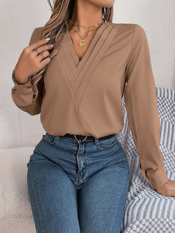 LIZZY SOFT DRAPE V-NECK BLOUSE