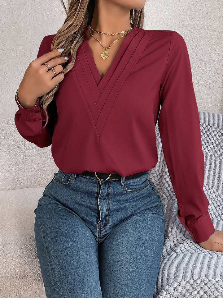 LIZZY SOFT DRAPE V-NECK BLOUSE