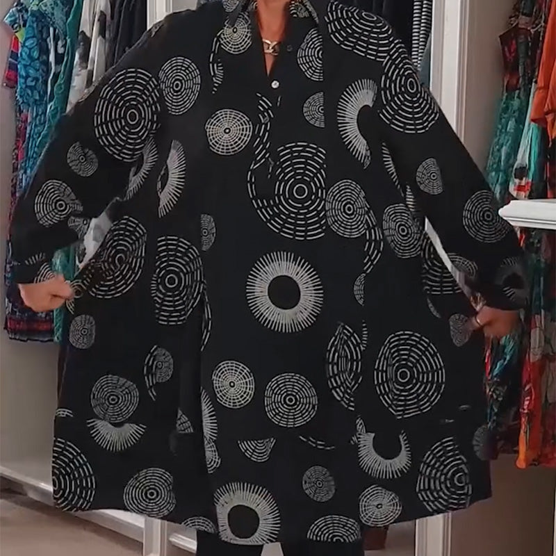 Uitverkoop🎉Elegante bedrukte jurk met lange mouwen