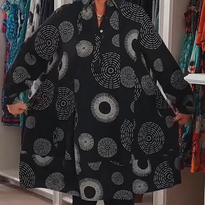 Uitverkoop🎉Elegante bedrukte jurk met lange mouwen