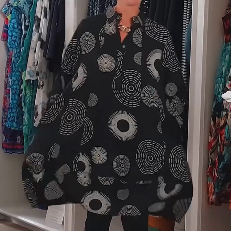 Uitverkoop🎉Elegante bedrukte jurk met lange mouwen