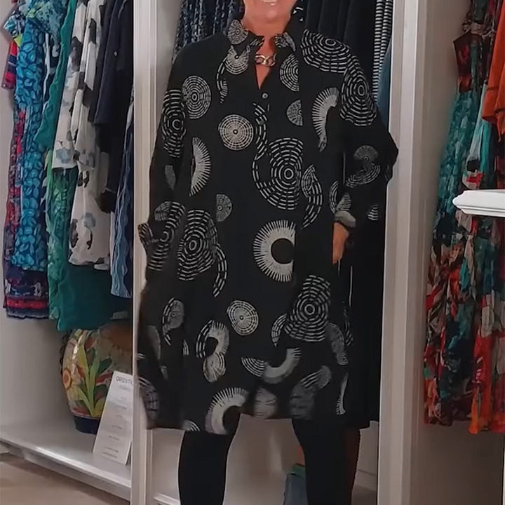 Uitverkoop🎉Elegante bedrukte jurk met lange mouwen