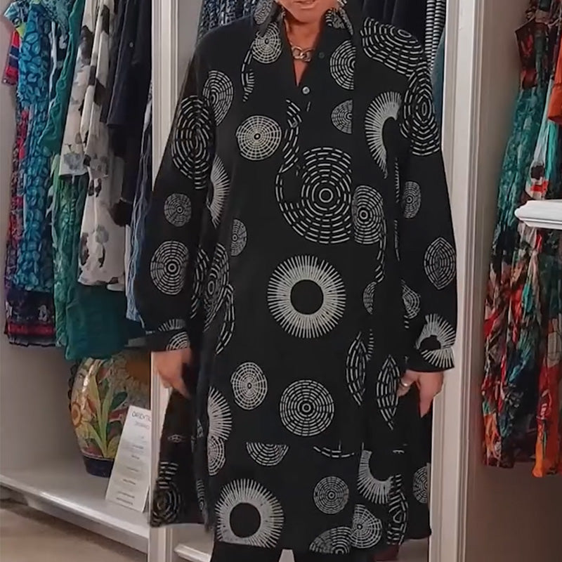 Uitverkoop🎉Elegante bedrukte jurk met lange mouwen