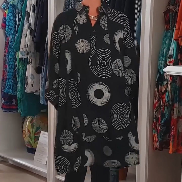 Uitverkoop🎉Elegante bedrukte jurk met lange mouwen