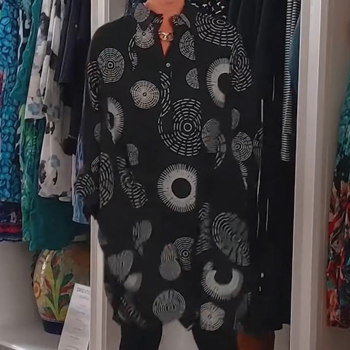 Uitverkoop🎉Elegante bedrukte jurk met lange mouwen