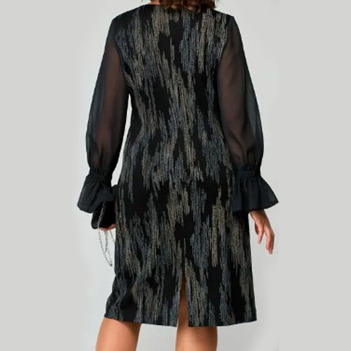 💃Laatste dag uitverkoop - 50% UIT🎉 Damesjurk met lange mouwen en ronde halsprint