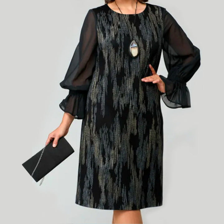 💃Laatste dag uitverkoop - 50% UIT🎉 Damesjurk met lange mouwen en ronde halsprint