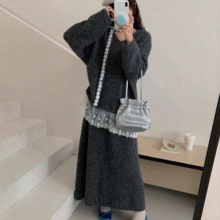 Dames Gebreide Trui & Rok 2-delige Set