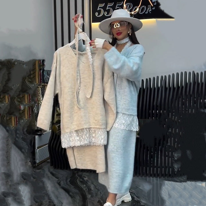 Dames Gebreide Trui & Rok 2-delige Set