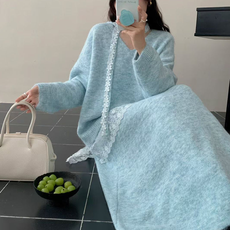 Dames Gebreide Trui & Rok 2-delige Set