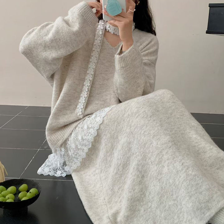 Dames Gebreide Trui & Rok 2-delige Set