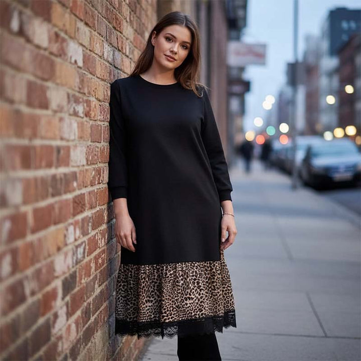 NADIA LONG-SLEEVE RUFFLE HEM DRESS