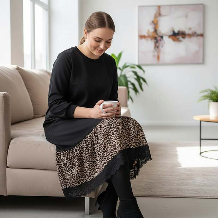 NADIA LONG-SLEEVE RUFFLE HEM DRESS