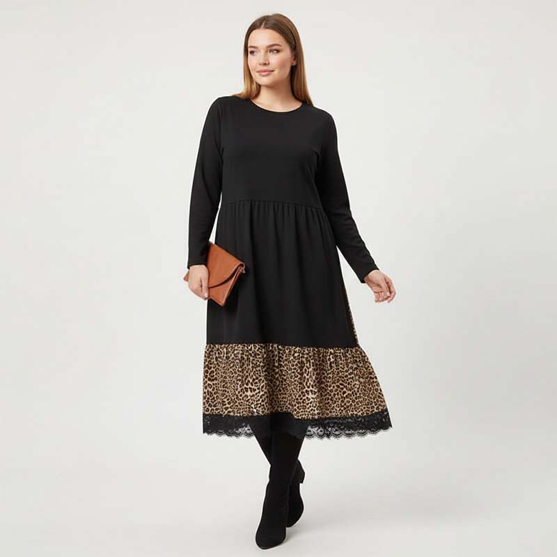 NADIA LONG-SLEEVE RUFFLE HEM DRESS