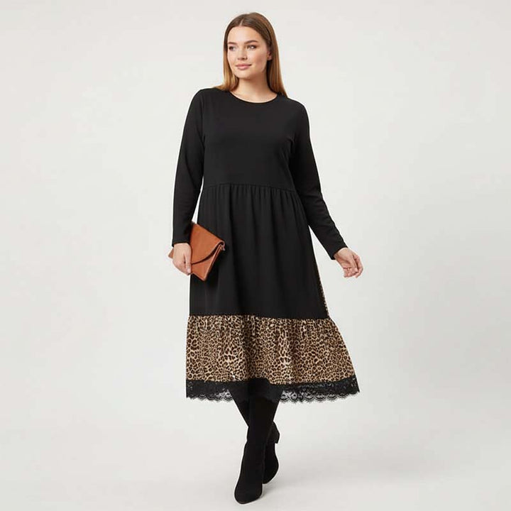 NADIA LONG-SLEEVE RUFFLE HEM DRESS
